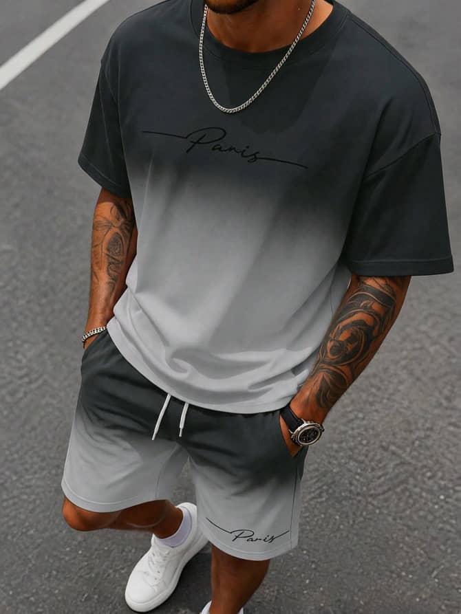L007SN Sorvial Gradient T-Shirt & Shorts Set