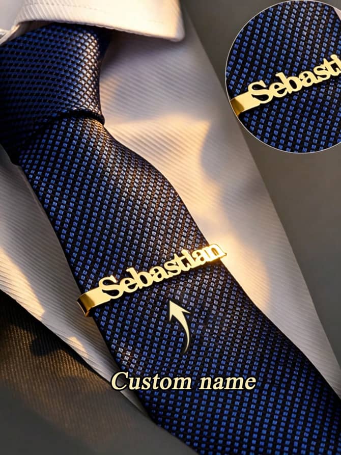 L017SN Personalized Stainless Steel Name Tie Clip