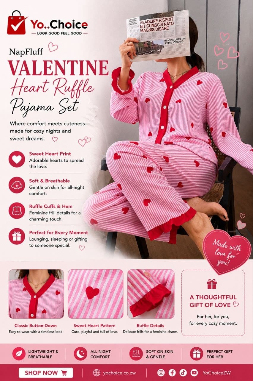 Valentine Heart Ruffle Pajama Set B005SN
