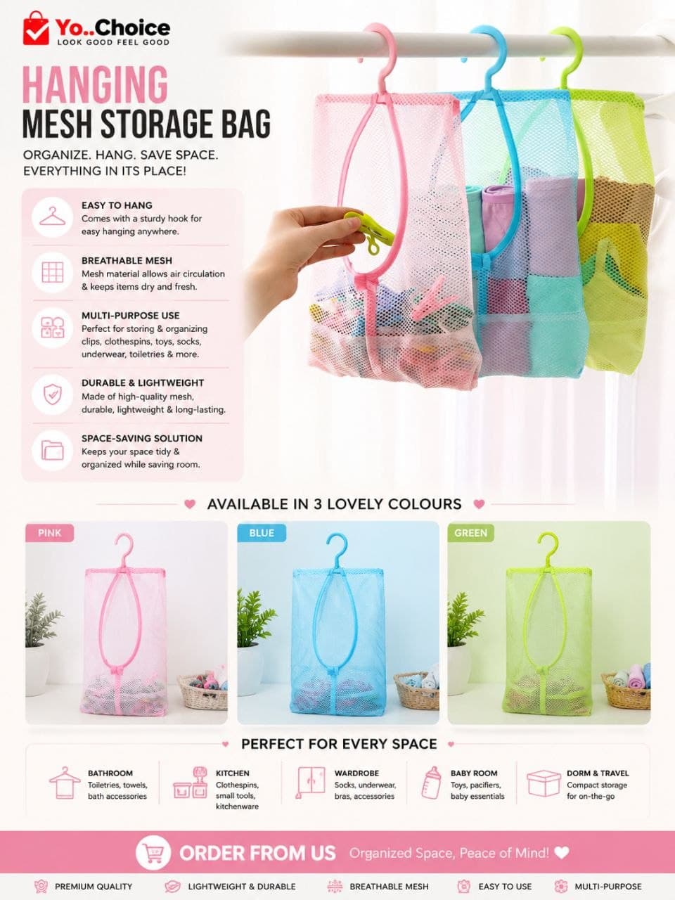 Hanging Mesh Storage Bag E009SN