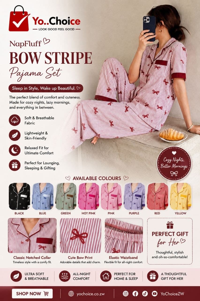 NapFluff Bow Stripe Pajama Set B003SN