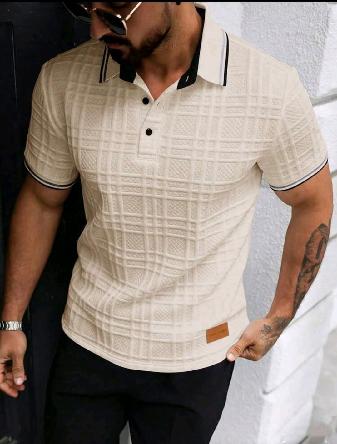 EGENSIO Men's Regular Fit Short Sleeve Half-Placket Casual Summer Polo Shirt Polo Blouse For Men - Apricot #SN