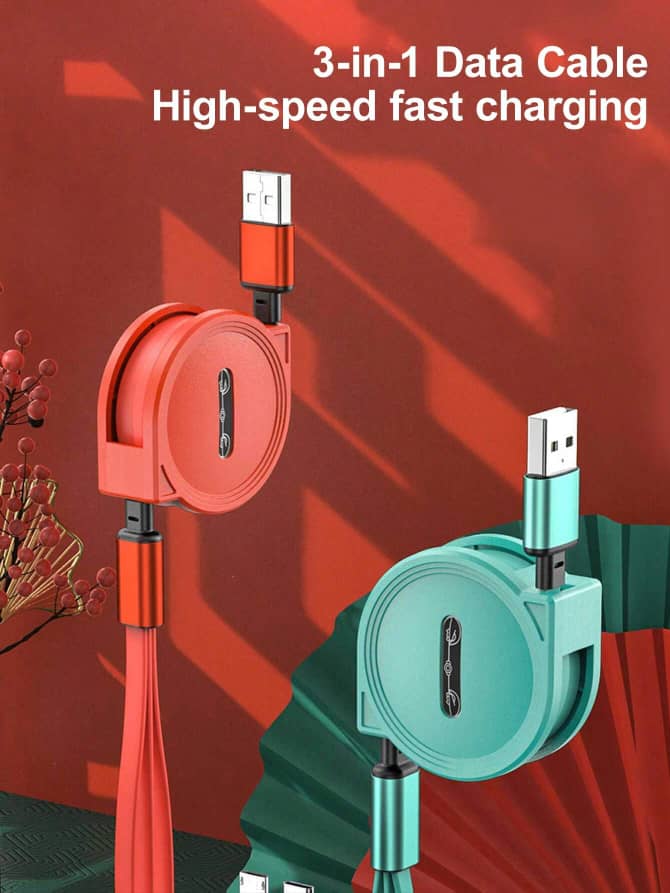 C028SN 3-in-1 Retractable Fast Charging Cable