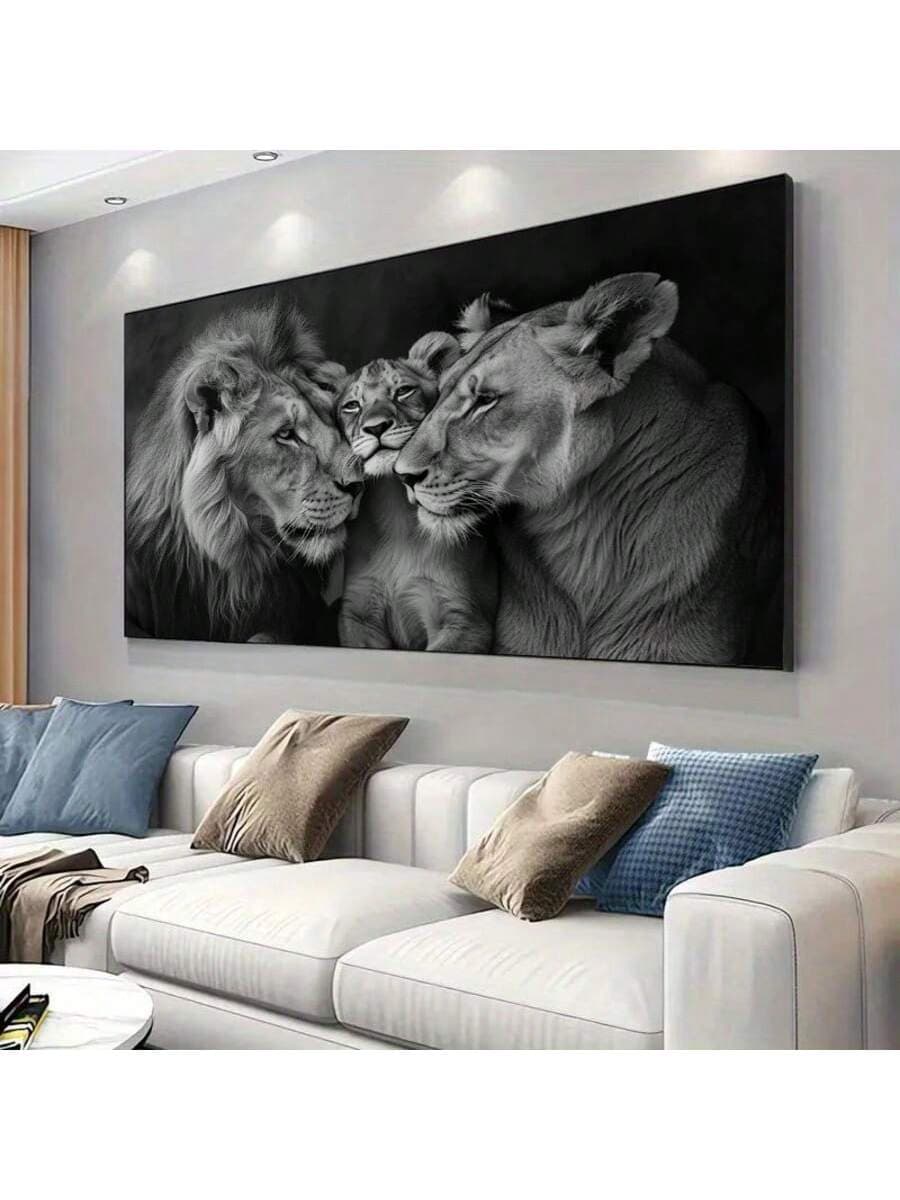 2D Flat Modern Light Luxury Minimalist Lion Wall Art - NOT FRAMED 50 BY 100CM E028SN