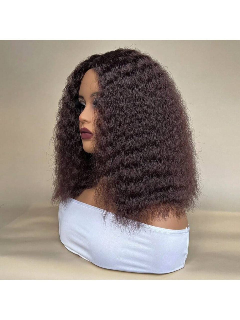 Dark Wine Color Short Natural Wave Bob Wigs Middle Part Synthetic Hair Wig 12 Inch K004SN