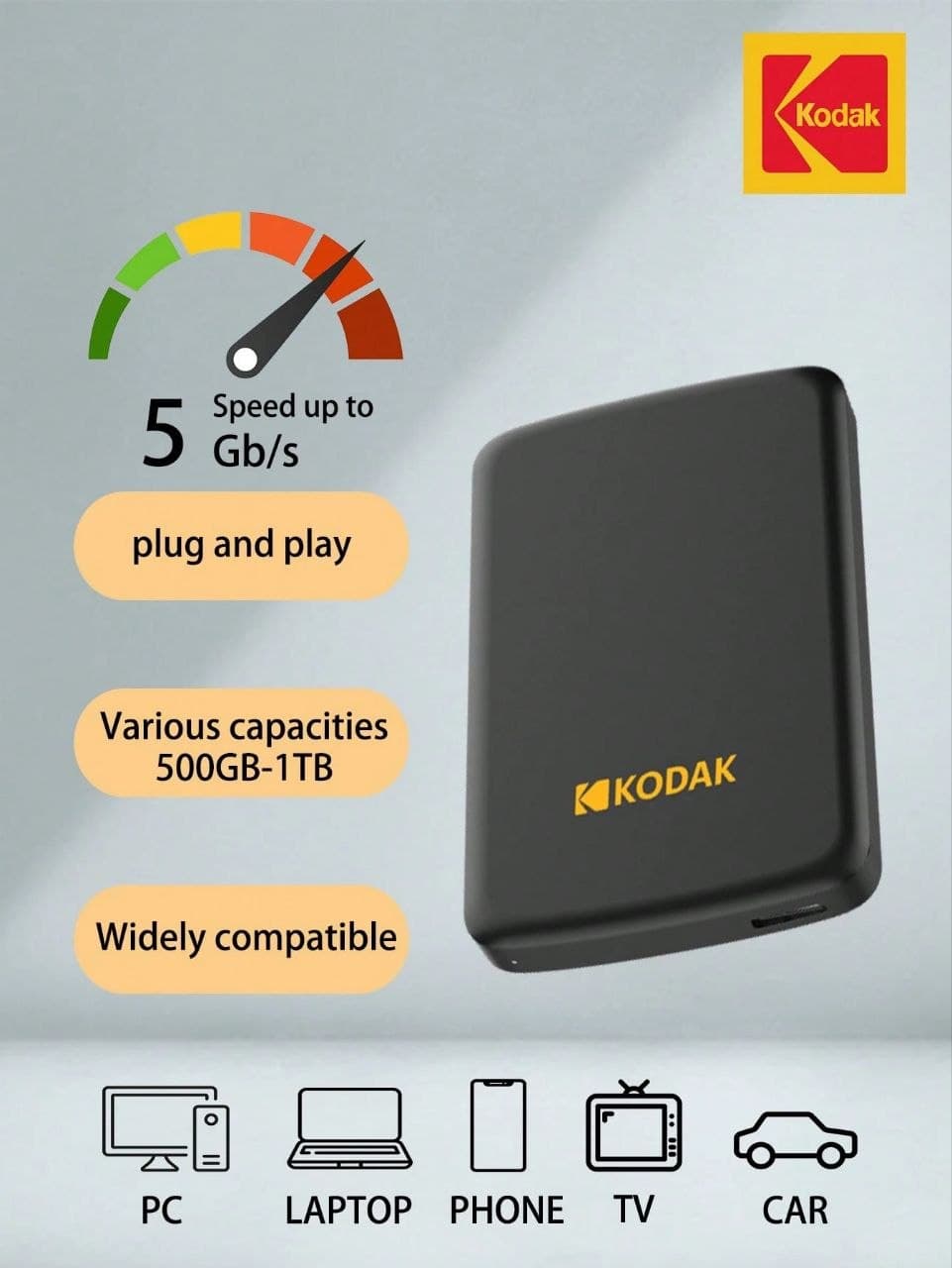 Kodak Portable External Hard Drive P150 - 500G C010SN