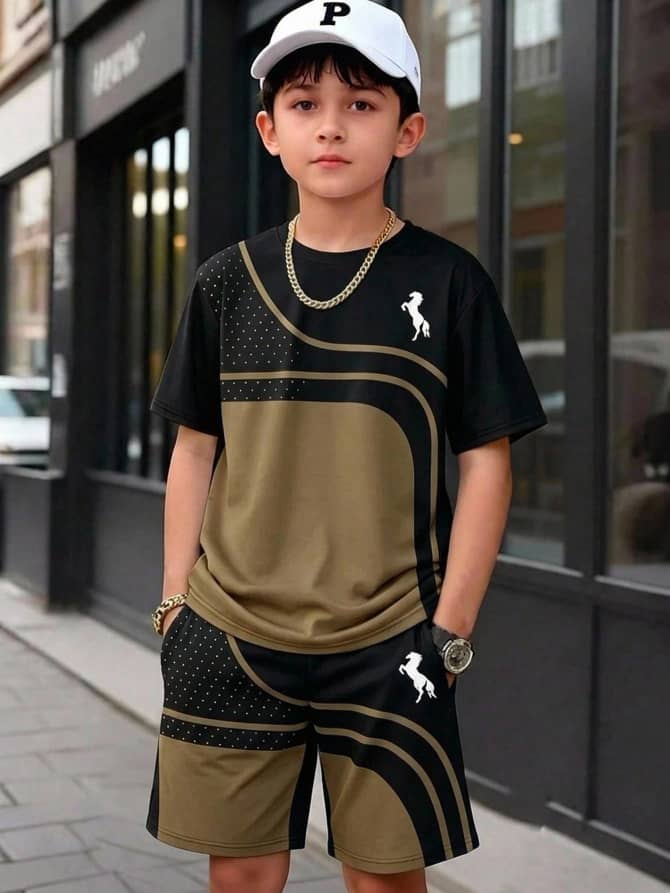 L005SN SHEIN Teen Boys 2-Piece T-Shirt & Shorts Set