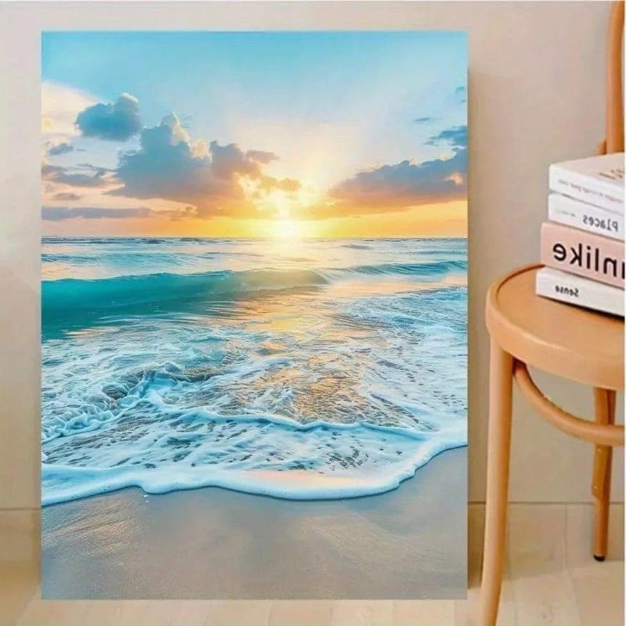 Chic Beach & Golden Sand Canvas Wall Art - Wooden Framed,40 BY 50CM E034SN