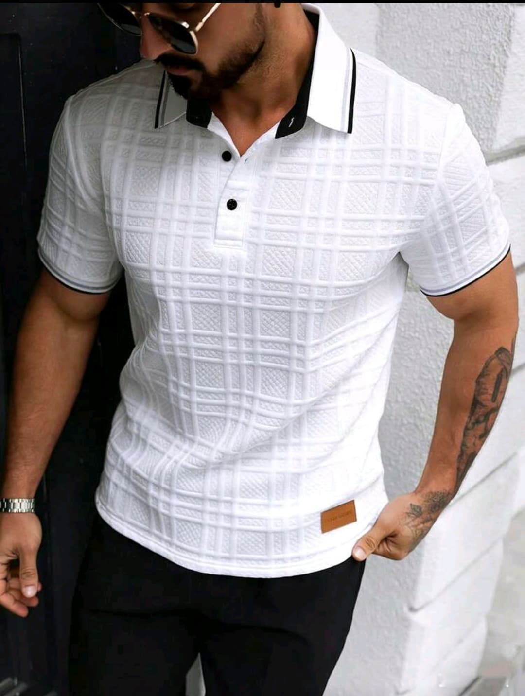 EGENSIO Men's Casual Commuter Patch-Up Half Placket Polo Shirt Polo Shirt For Men #SN