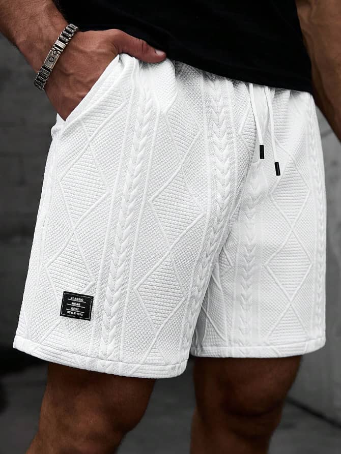 L002SN SLATEMANN Men's Textured Casual Shorts