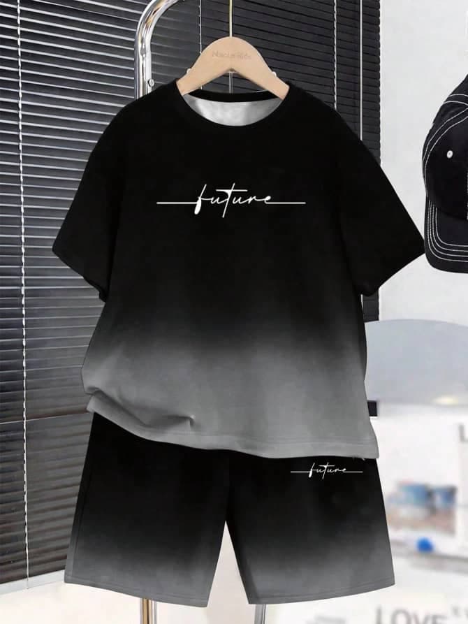 L007SN SHEIN Tween Boys 2-Piece T-Shirt & Shorts Set