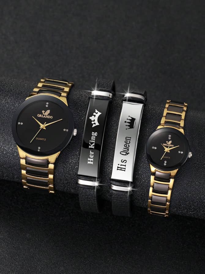 Couple Quartz Watch & Bracelet Gift Set L039SN