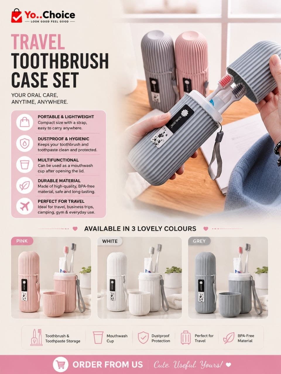 Travel Toothbrush Case Set E007SN
