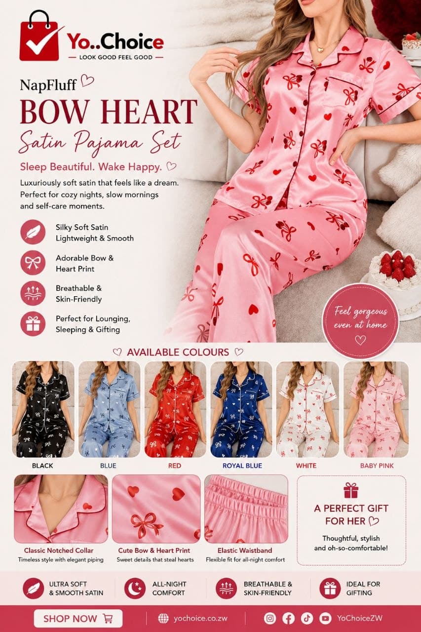 Bow and Cherry Print Women Pajama Set